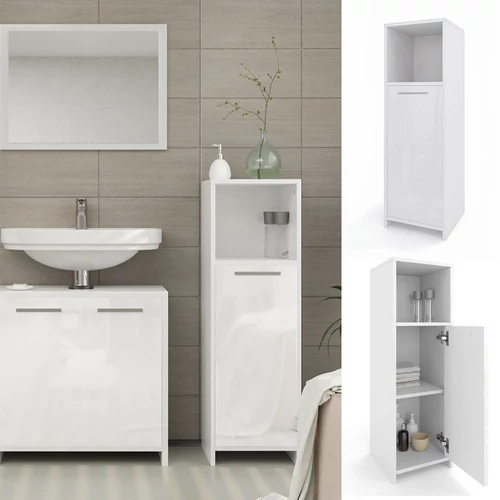 Vicco Kiko midi szekrény, 95 cm, fehér / magasfényű fehér