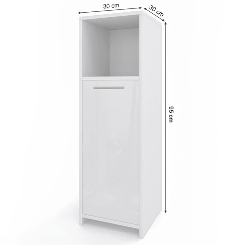 Vicco Kiko midi szekrény, 95 cm, fehér / magasfényű fehér