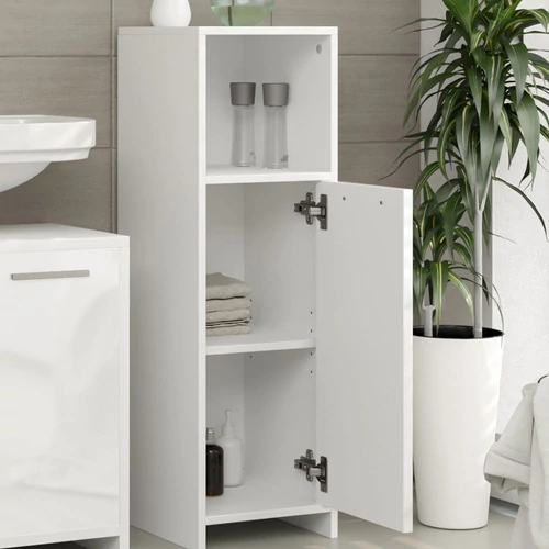 Vicco Kiko midi szekrény, 95 cm, fehér / magasfényű fehér