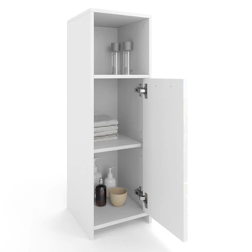 Vicco Kiko midi szekrény, 95 cm, fehér / magasfényű fehér