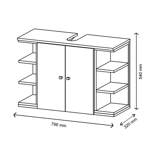 Vicco AQUIS mosdószekrény, 80 cm, fehér-tölgy