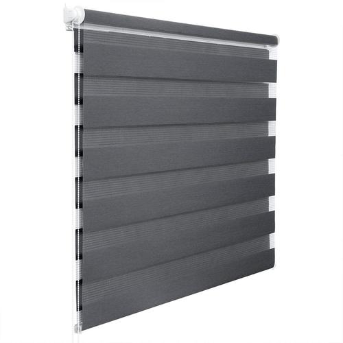 Woltu 85x150 cm sávos roló, dupla roló, zebra roló, fúrás nélkül, sötétszürke