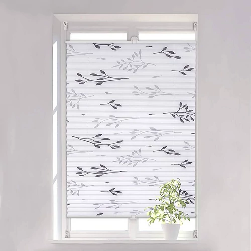 Woltu 100x130 cm feszített pliszé, fúrás nélkül, szürke ág mintával