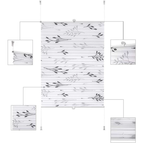 Woltu 100x130 cm feszített pliszé, fúrás nélkül, szürke ág mintával