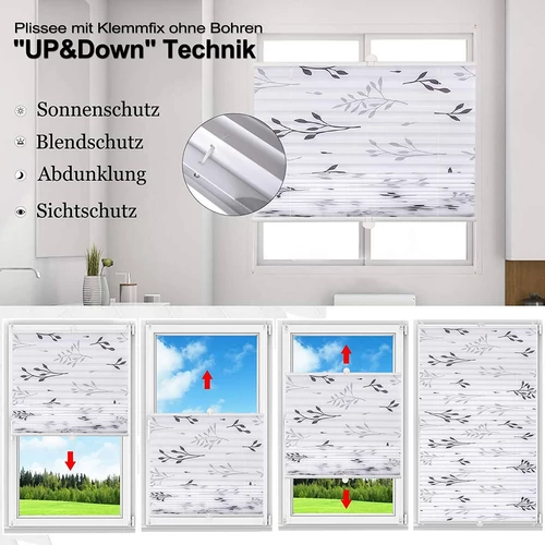 Woltu 100x130 cm feszített pliszé, fúrás nélkül, szürke ág mintával