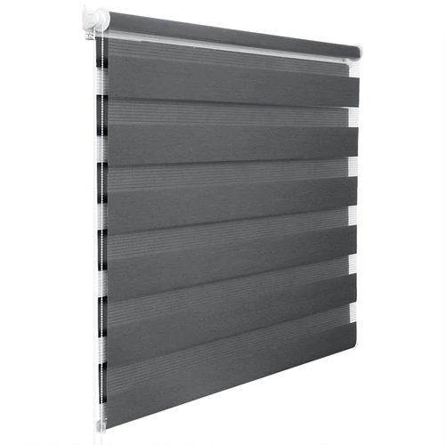 Woltu 85 X 220 cm sávos roló, dupla roló, zebra roló, fúrás nélkül, sötétszürke