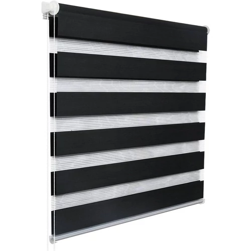 Woltu 80x150 cm sávos roló, dupla roló, zebra roló, fúrás nélkül, antracit
