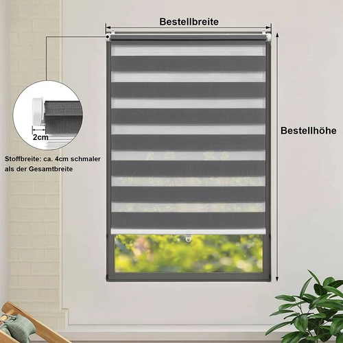 Woltu 70×130 cm rugós sávos roló, fúrás nélkül, vezeték nélkül, sötétszürke