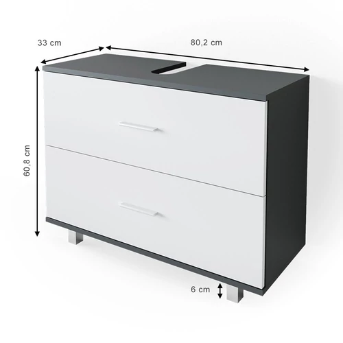 Vicco Ilias mosdószekrény, 80 cm, antracit-fehér