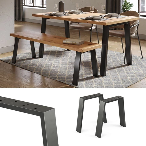 Vicco Loft acél asztallábak, padlábak, 2 db, U alakú, fekete, 42 cm