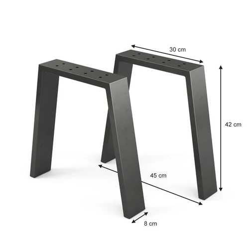 Vicco Loft acél asztallábak, padlábak, 2 db, U alakú, fekete, 42 cm