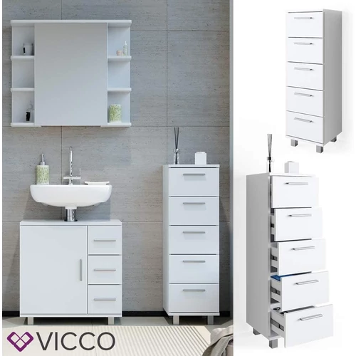 Vicco Ilias midi szekrény, fehér, 95 cm
