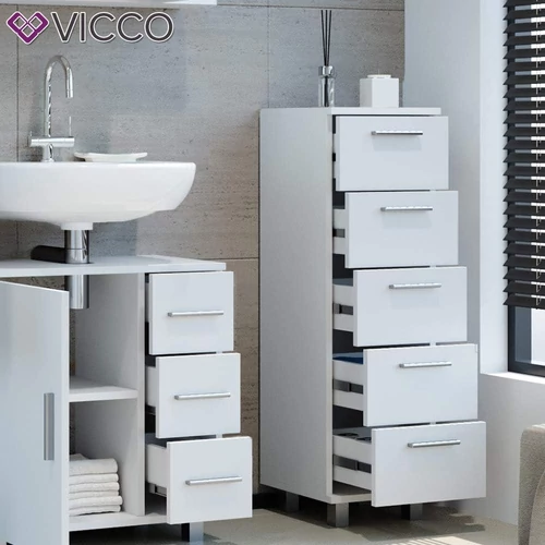 Vicco Ilias midi szekrény, fehér, 95 cm