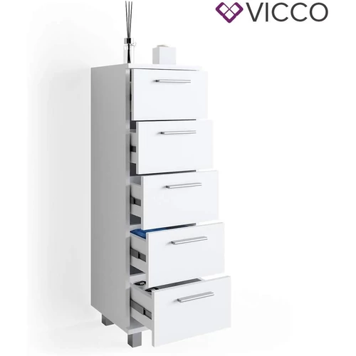 Vicco Ilias midi szekrény, fehér, 95 cm