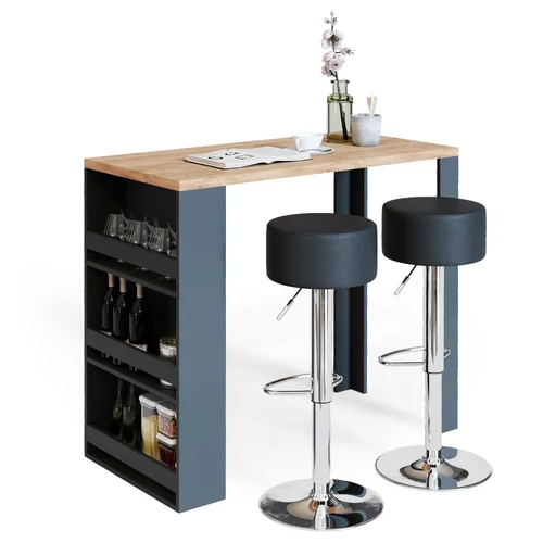 Vicco bárasztal, 117 cm, antracit/tölgy