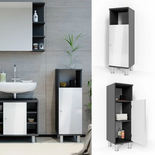 Vicco Fynn midi szekrény, antracit-fehér, 95 cm