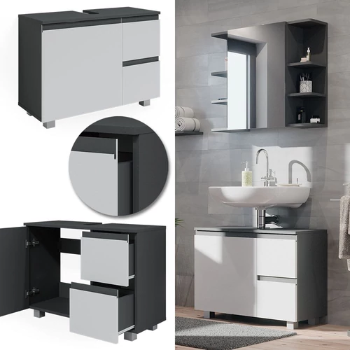 Vicco J-Shape mosdószekrény, 80 cm, antracit-fehér