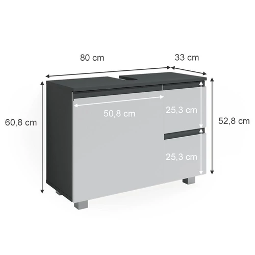 Vicco J-Shape mosdószekrény, 80 cm, antracit-fehér