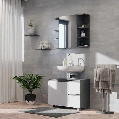 Vicco J-Shape mosdószekrény, 80 cm, antracit-fehér