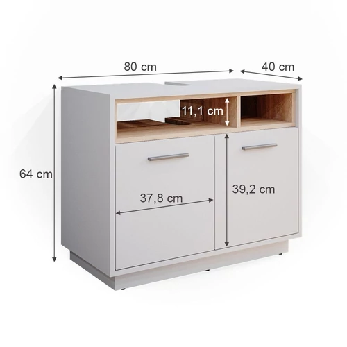 Vicco Beatrice mosdószekrény, 80 cm, tölgy-fehér