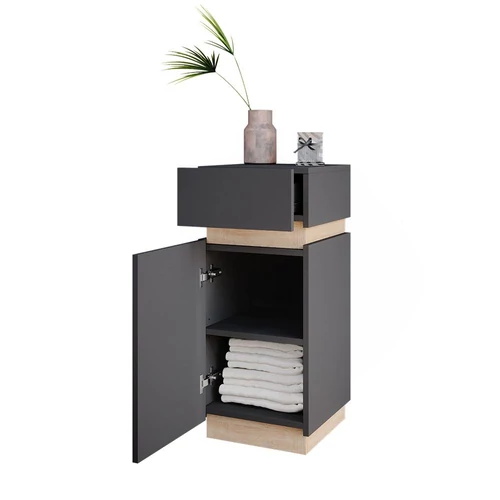 Vicco Gloria midi szekrény, 75,5 cm, antracit-tölgy