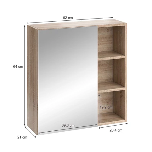 Vicco Senyo tükrös szekrény 62×64 cm, sonoma tölgy