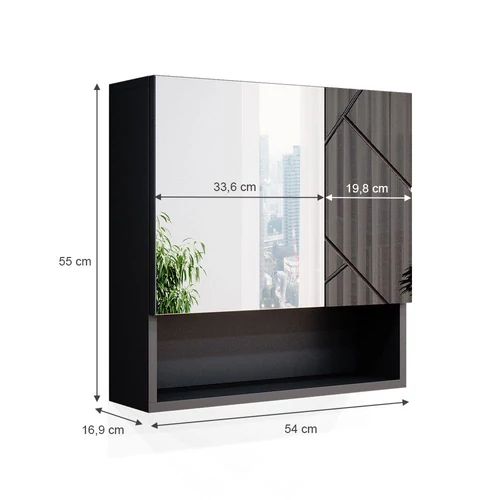 Vicco Irma türkös szekrény, 54x55x16,5 cm, magasfényű antracit