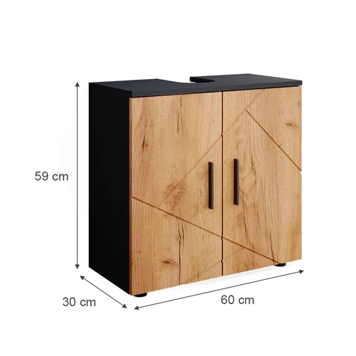 Vicco Irma mosdószekrény, 60 cm, antracit/tölgy
