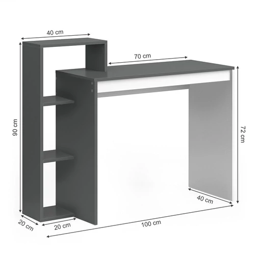 Vicco Leo íróasztal, fehér-antracit, 100 cm