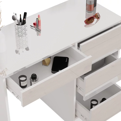 Vicco Sherry íróasztal / fésülködőasztal, 90 cm, fehér-magasfényű fehér
