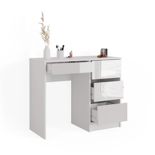 Vicco Sherry íróasztal / fésülködőasztal, 90 cm, fehér-magasfényű fehér