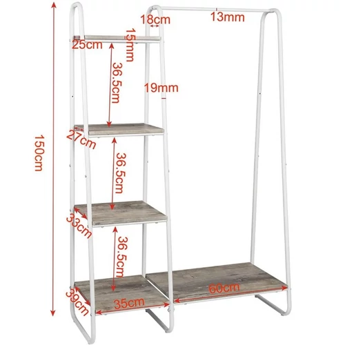 Eugad ruhatartó állvány polcokkal,150 cm