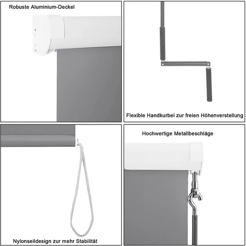 Woltu 100×240 cm kültéri roló hajtókarral, sötétszürke
