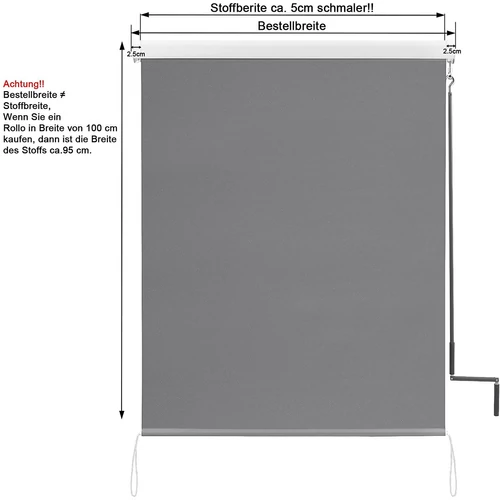 Woltu 100×240 cm kültéri roló hajtókarral, sötétszürke