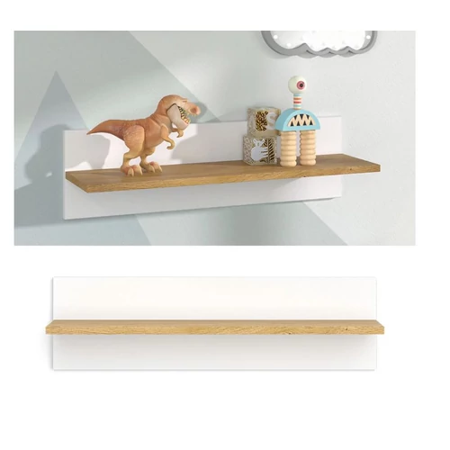 Vitalispa Malia gyerekszoba fali polc, 20x70x18,4 cm, fehér-tölgy