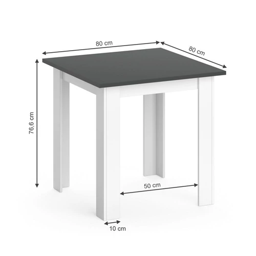Vicco Karlos étkezőasztal 80 cm, antracit-fehér