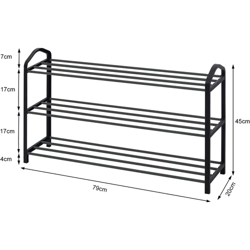 Woltu cipőállvány 12 pár cipőnek, fekete, 79 cm