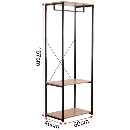 Woltu ruhatartó cipőtartóval, fém és MDF, 60 cm