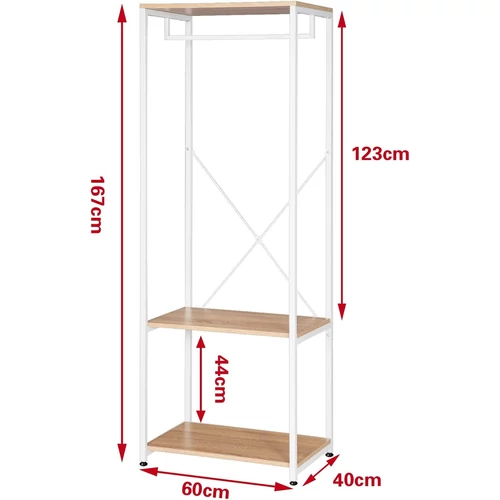 Woltu ruhatartó cipőtartóval, fém és MDF, 60 cm