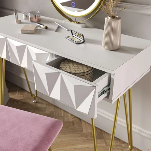 Vicco Ruby fésülködőasztal székkel, Led tükörrel, fehér, 100 cm