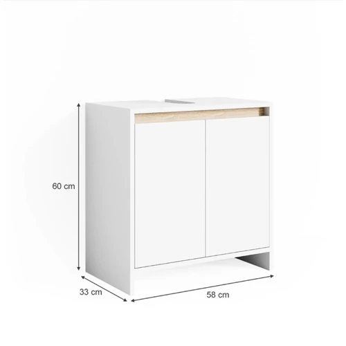 Vicco Emma mosdószekrény, 58 cm, fehér/tölgy