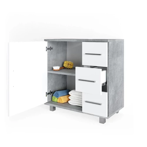 Vicco Ilias mosdószekrény, 60 cm, fehér / beton