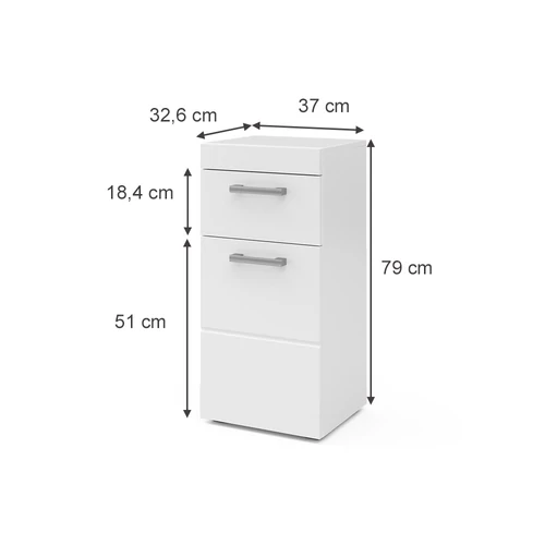 Vicco Luna midi szekrény, 79 cm, fehér