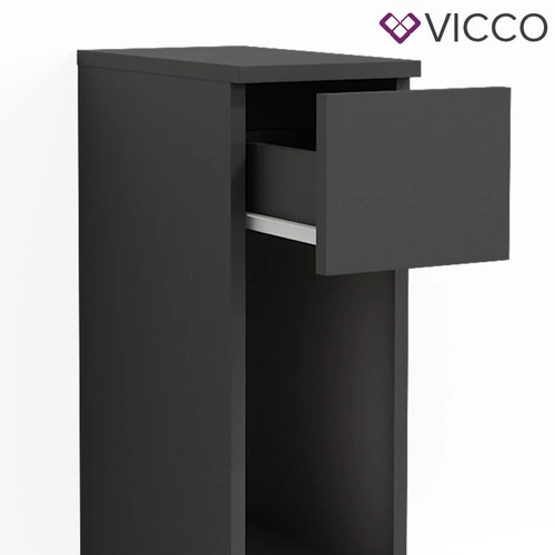 Vicco Enton éjjeliszekrény fiókkal, fekete, 20x60 cm