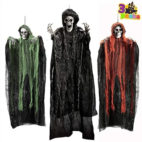 Halloween függő csontváz szellem dekoráció szett, 3 db-os, B. kategória
