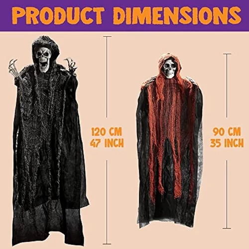 Halloween függő csontváz szellem dekoráció szett, 3 db-os, B. kategória