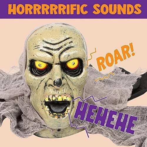Halloween zombi dekoráció villogó szemekkel, hanggal
