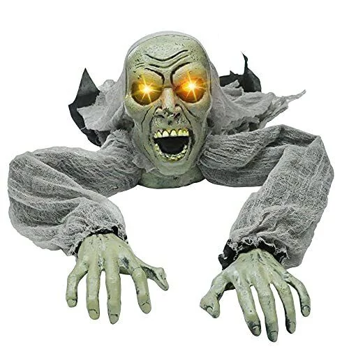 Halloween zombi dekoráció villogó szemekkel, hanggal