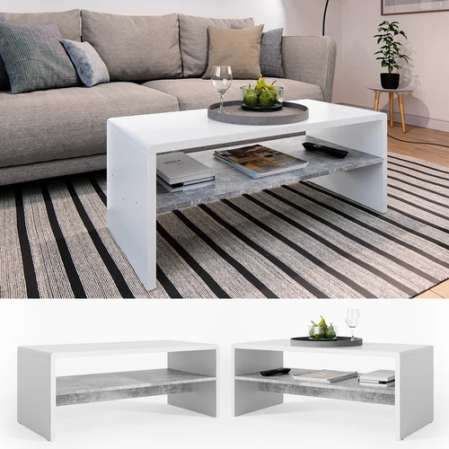 Vicco dohányzóasztal 100 cm, fehér-beton