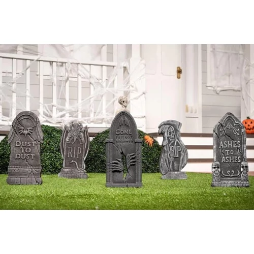Halloween sírkő dekoráció szett, 5 db-os
